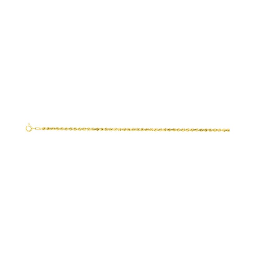 Chaîne corde droite en or jaune, 42cm