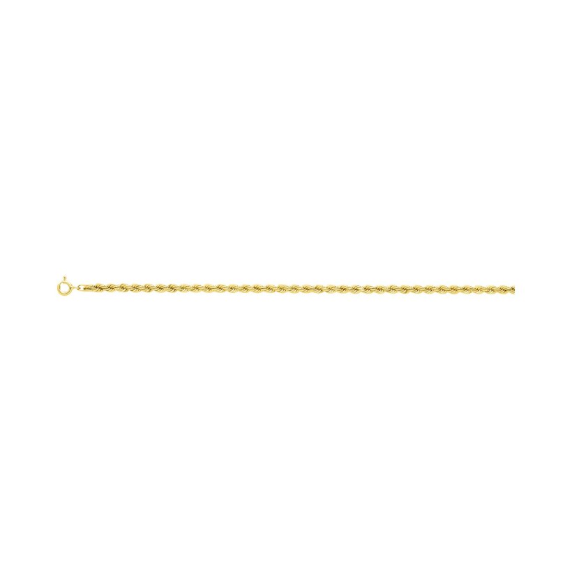 Chaîne corde droite en or jaune, 45cm