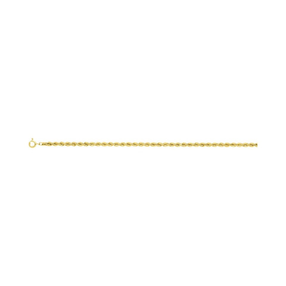 Chaîne corde droite en or jaune, 17cm
