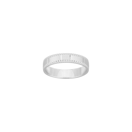 Alliance fantaisie en or blanc, 4mm