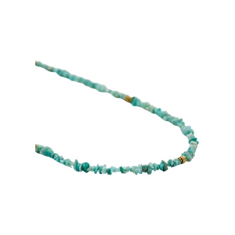 Collier sautoir L'Atelier des Dames Elsa en laiton et amazonite