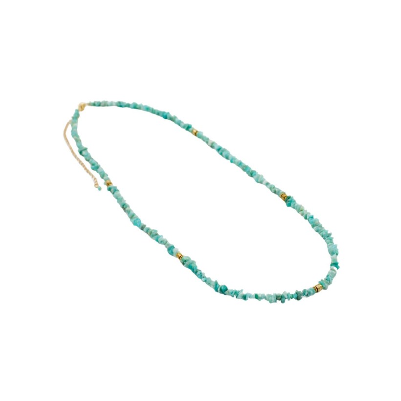 Collier sautoir L'Atelier des Dames Elsa en laiton et amazonite