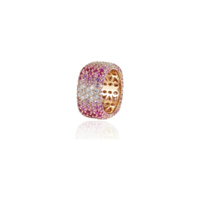 Bague Fullord Starghost en or rose, diamants et saphirs roses