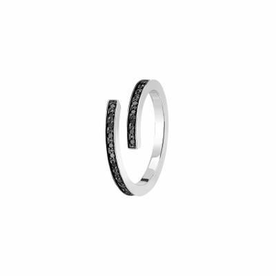 Bague Spirale dinh van petit modèle en Or blanc et Diamant noir