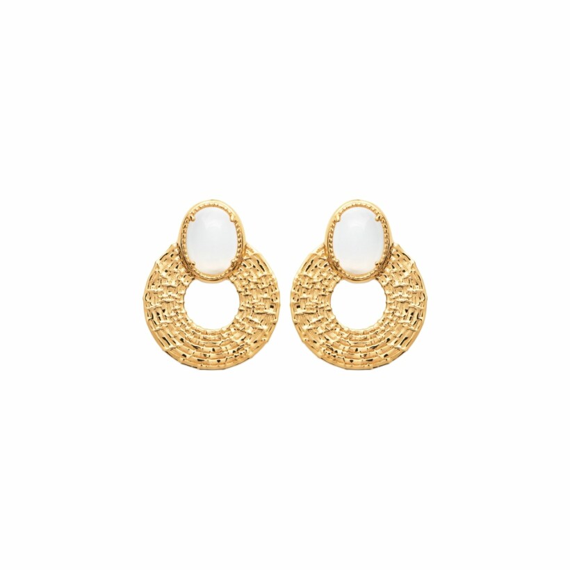 Boucles d'oreilles en plaqué or et pierre de lune