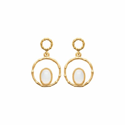 Boucles d'oreilles en plaqué or et pierre de lune