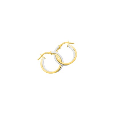 Boucles d'oreillles créoles en or jaune et or blanc