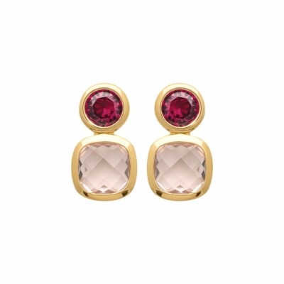Boucles d'oreilles en plaqué or et pierre véritable