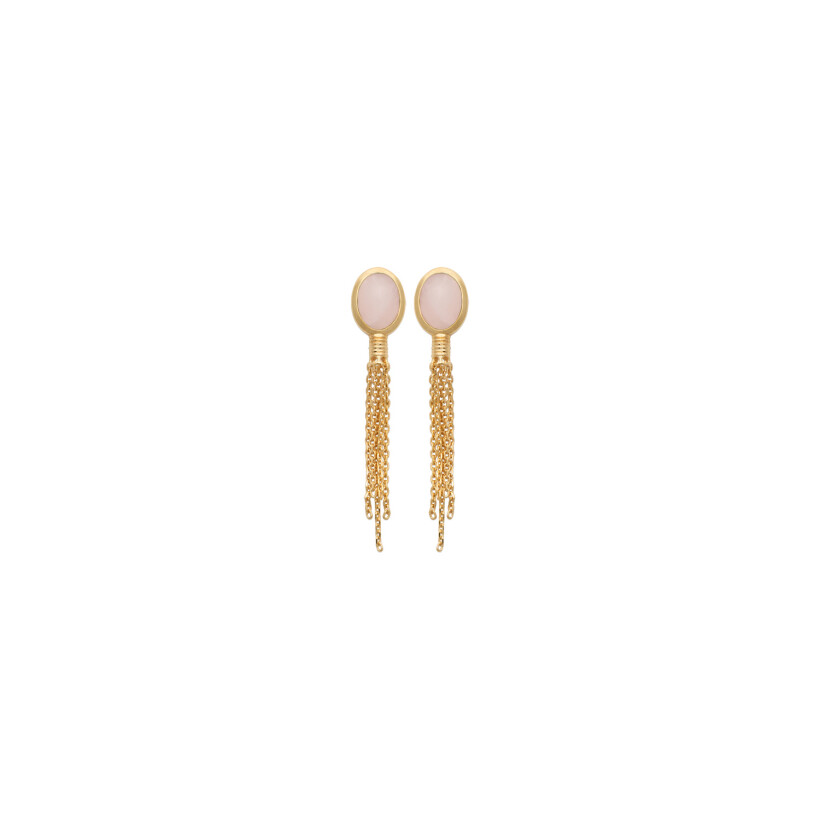 Boucles d'oreilles en plaqué or et quartz roses