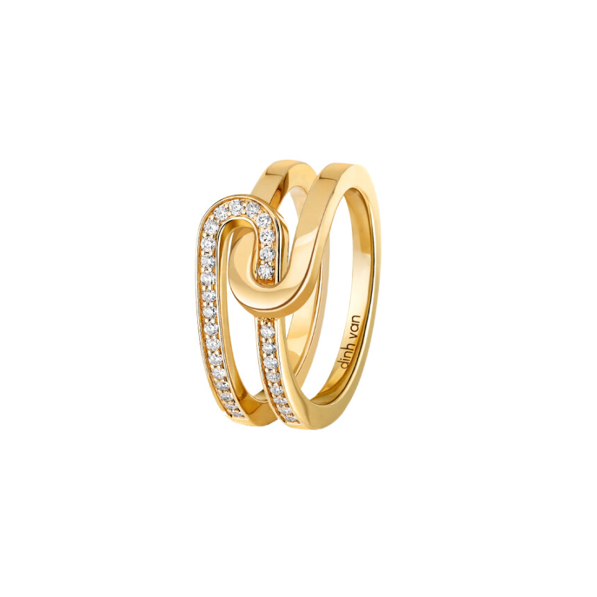 dinh van Maillon star ring, small size, yellow gold and diamonds
