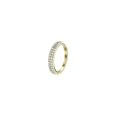 Alliance demi tour Collection ORESSENCE en or 750 ‰ avec pavage diamants deux rangs
