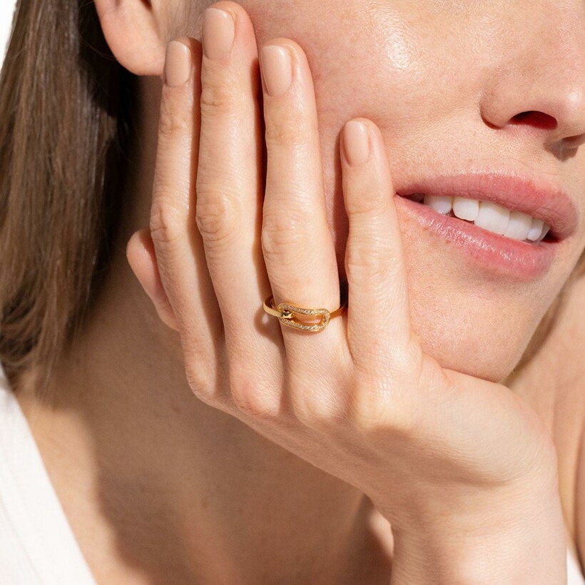 Bague dinh van Maillon petit modèle en or jaune et diamants