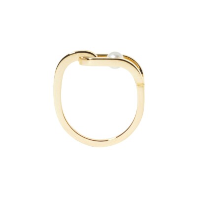 Bague Dinh Van Maillon Perle petit modèle en or jaune et perle Akoya