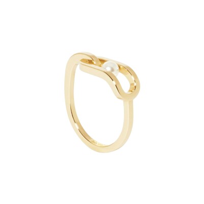 Bague Dinh Van Maillon Perle petit modèle en or jaune et perle Akoya