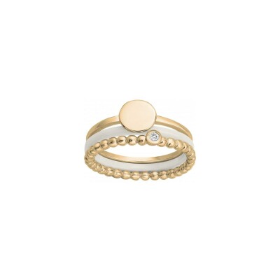 Bague La Garçonne en plaqué or et diamant, taille 56