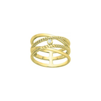 Bague La Garçonne en plaqué or et diamant 0.015ct