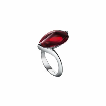 Bague Baccarat Fleurs de Psydélic Rouge irisé en argent, taille 53