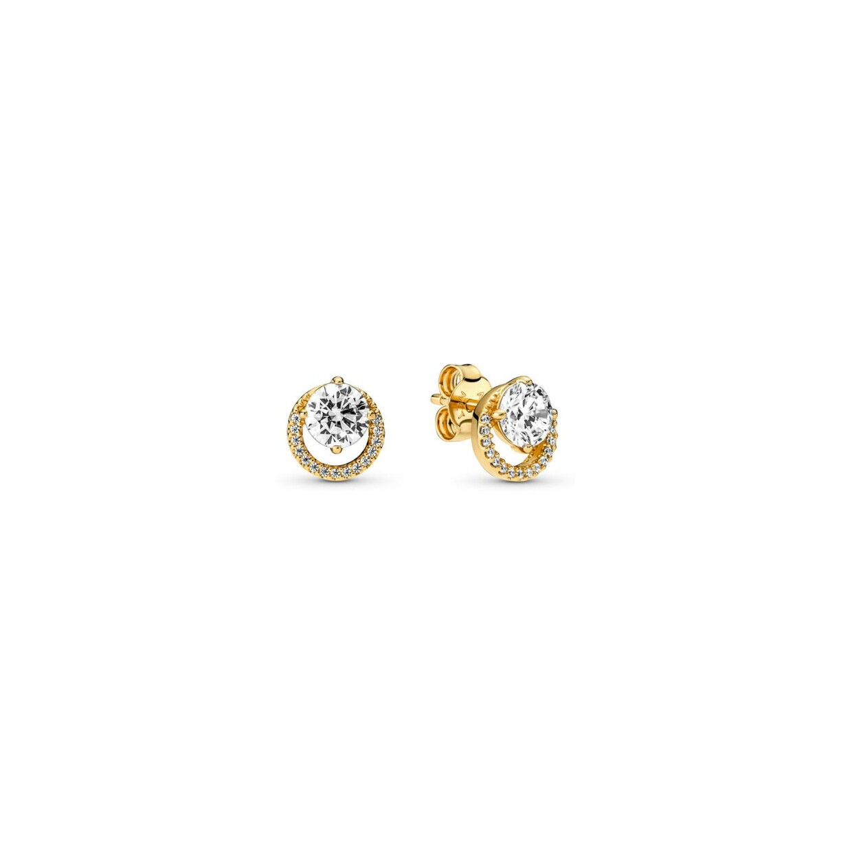 Boucles d'oreilles Pandora Halo Rond Scintillant en métal doré