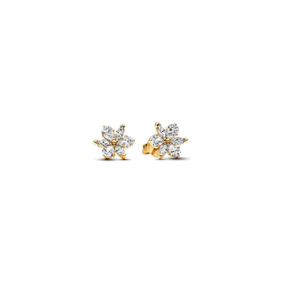 Boucles d’oreilles Pandora Herbier Scintillant en métal doré et oxydes de zirconium