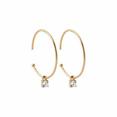 Boucles d'oreilles créoles en plaqué or et oxydes de zirconium