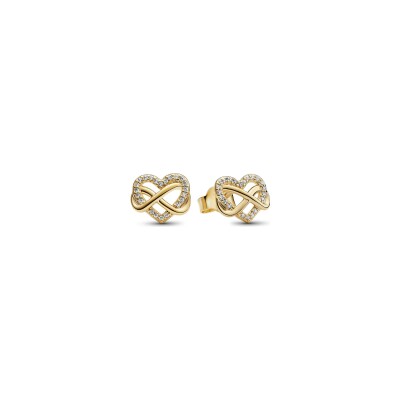 Boucles d'oreilles Pandora Cœur Infini Scintillants en métal doré