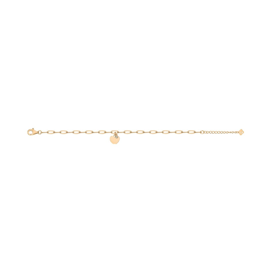 Bracelet maille rectangles allongés La Garçonne en plaqué or et diamant