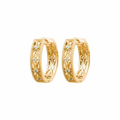 Boucles d'oreilles créoles en plaqué or et oxydes de zirconium