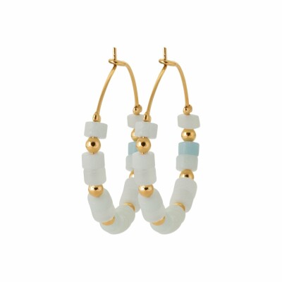 Boucles d'oreilles créoles en plaqué or et amazonite