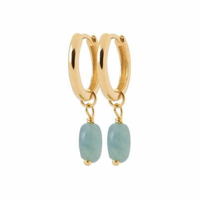 Boucles d'oreilles créoles en plaqué or et amazonite