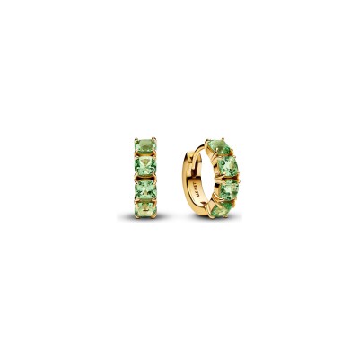 Boucles d'oreilles créoles Pandora Vertes en métal doré