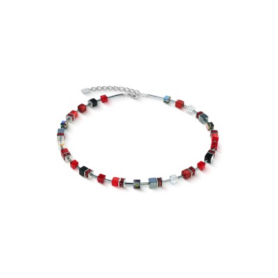 Collier Coeur de Lion GeoCUBE Iconic  en acier, hématite, cristaux Swarovski et verre, polaris et strass