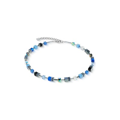 Collier Coeur de Lion GeoCUBE Iconic  en acier, hématite, oeil de tigre et cristaux Swarovski et strass