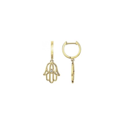 Boucles d'oreilles La Garçonne en plaqué or et diamants