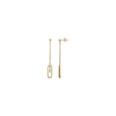 Boucles d'oreilles La Garçonne en plaqué or et diamant