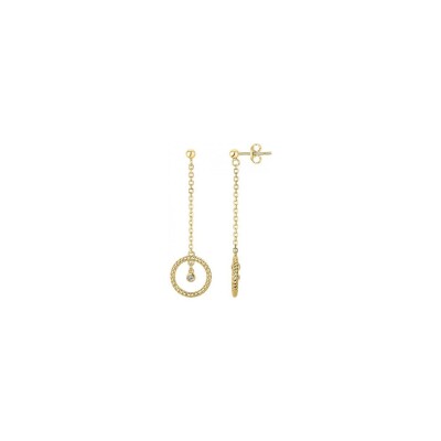 Boucles d'oreilles La Garçonne en plaqué or et diamant 0.030ct