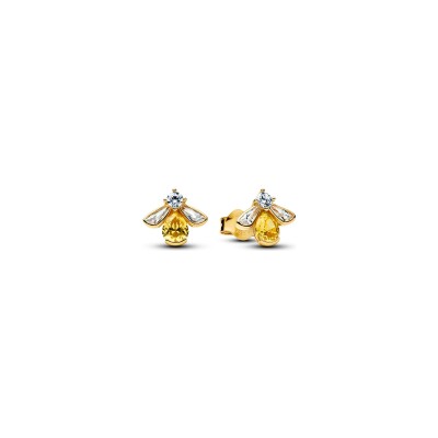 Boucles d'oreilles Pandora Timeless Abeille Dorée en métal doré et oxydes de zirconium