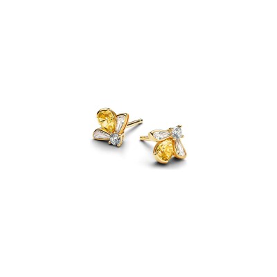 Boucles d'oreilles Pandora Timeless Abeille Dorée en métal doré et oxydes de zirconium