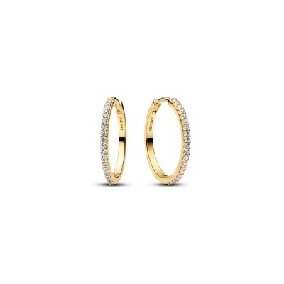 Boucles d'oreilles créoles Pandora Timeless Scintillantes en métal doré et oxydes de zirconium