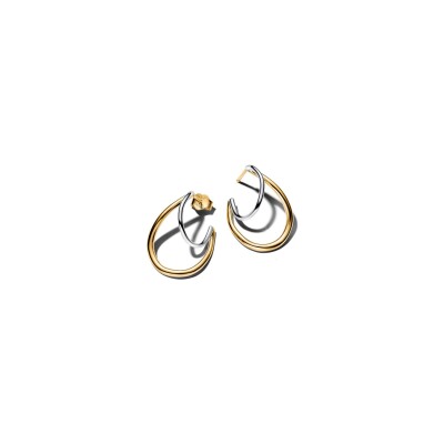 Boucles d'oreilles créoles Pandora Essence doubles Organique en argent et métal doré