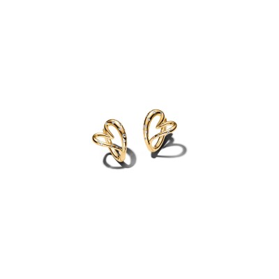Boucles d'oreilles créoles Pandora Essence Cœur Organique serties en métal doré et oxydes de zirconium