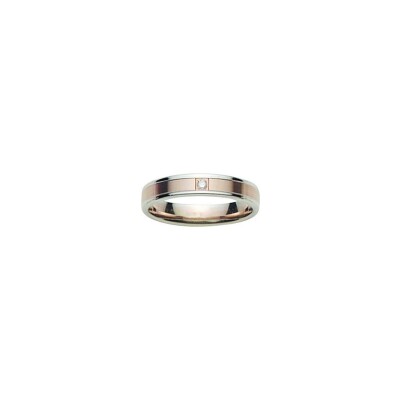 Alliance en or rose, or blanc palladié et diamant