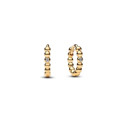 Boucles d'oreilles créoles Pandora Signature Perlées en métal doré et oxyde de zirconium