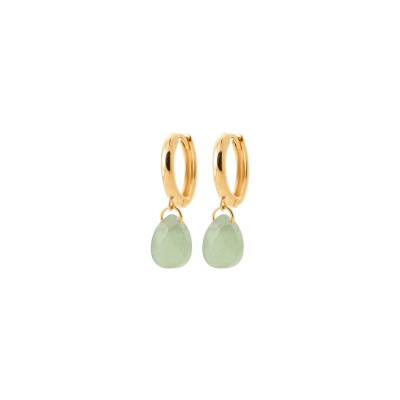 Boucles d'oreilles créoles en plaqué or et aventurine