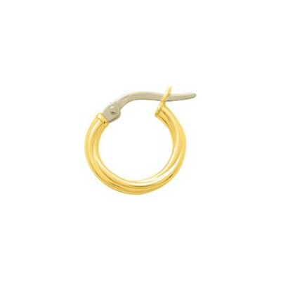 Mono boucle d'oreille créole en or jaune et or blanc