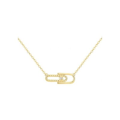 Collier La Garçonne en plaqué or et diamant 0.015ct – 42+3cm