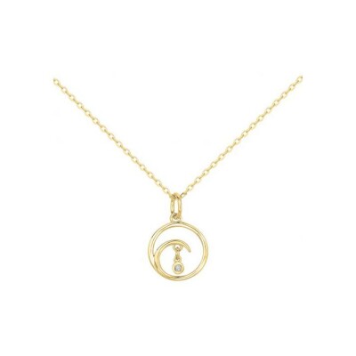 Collier La Garçonne en plaqué or et diamant 0.015ct – 42+3cm