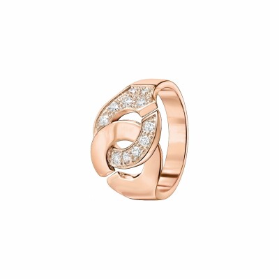 Bague Menottes dinh van R12 en Or rose et Diamant