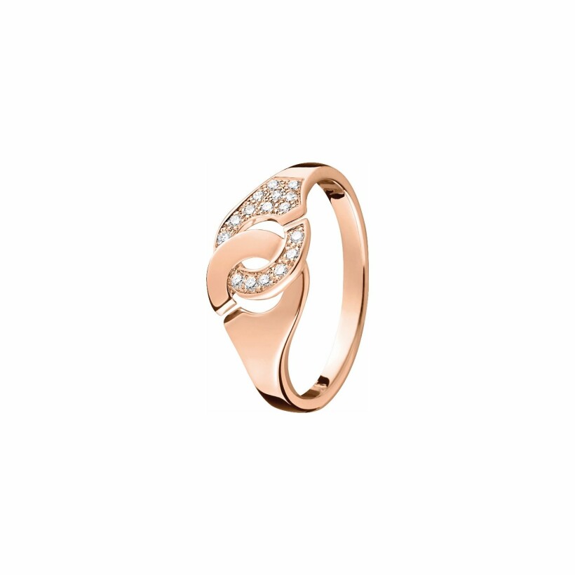 Bague Menottes dinh van R8 en or rose et diamants