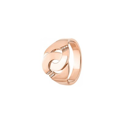 Bague Menottes dinh van R12 en or rose et diamants