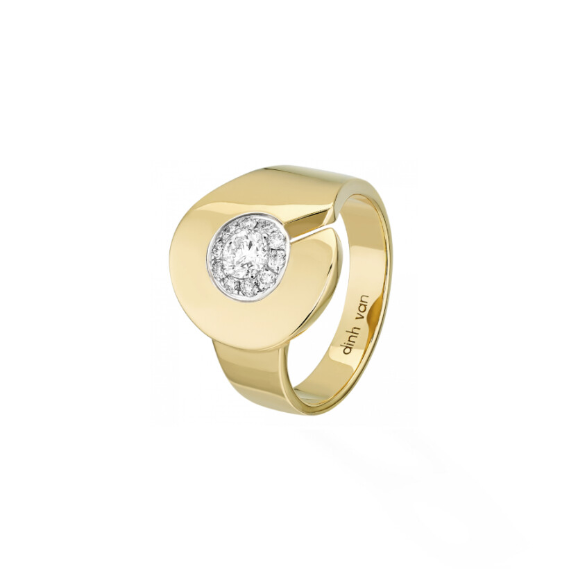 Menottes dinh van R15 ring, yellow gold, diamonds